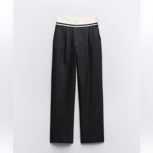 Zara Black and White Wide Leg Pants